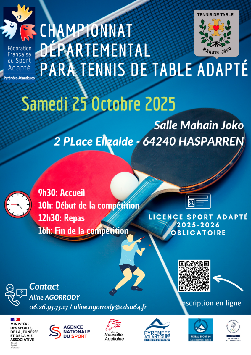 J1 Championnat départemental Para Tennis de Table Adapté