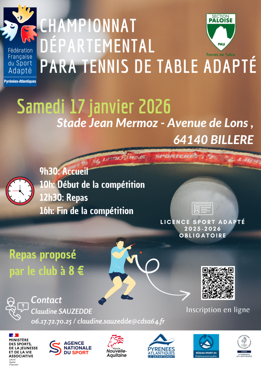 J2 Championnat départemental Para Tennis de Table Adapté 