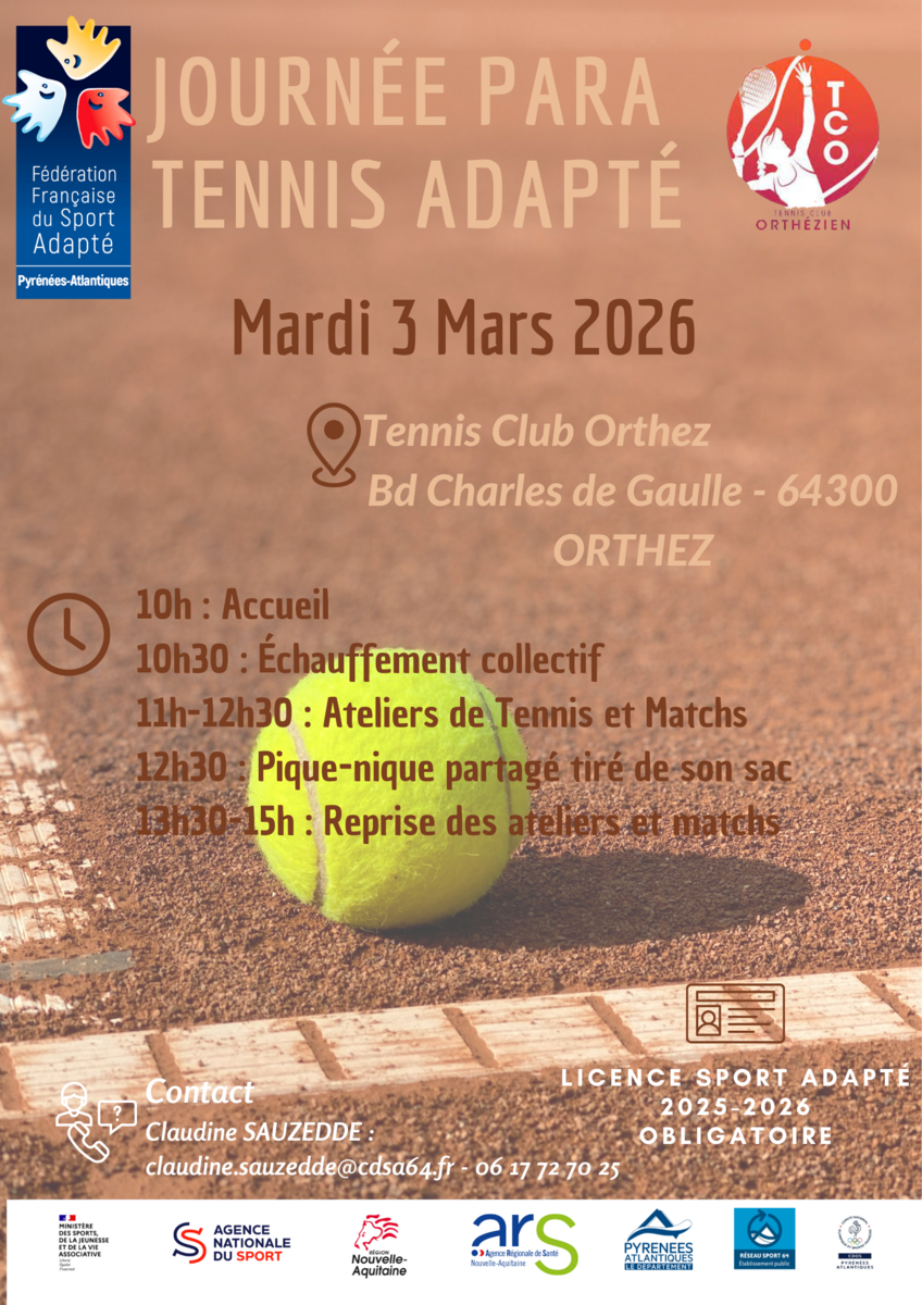 Journée Para Tennis Adapté - Ateliers et Matchs - Orthez