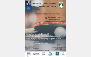 Journée Découverte Para Tennis de Table Adapté - Pau