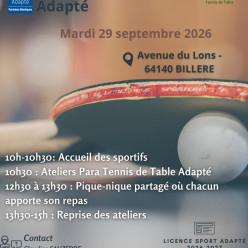 Découverte Para Tennis de Table Adapté - Pau